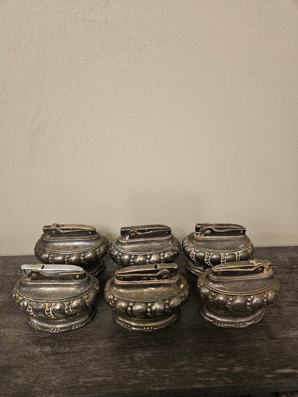 Vintage Ronson Silver-Tone Decorative Table Lighters LOT of 6